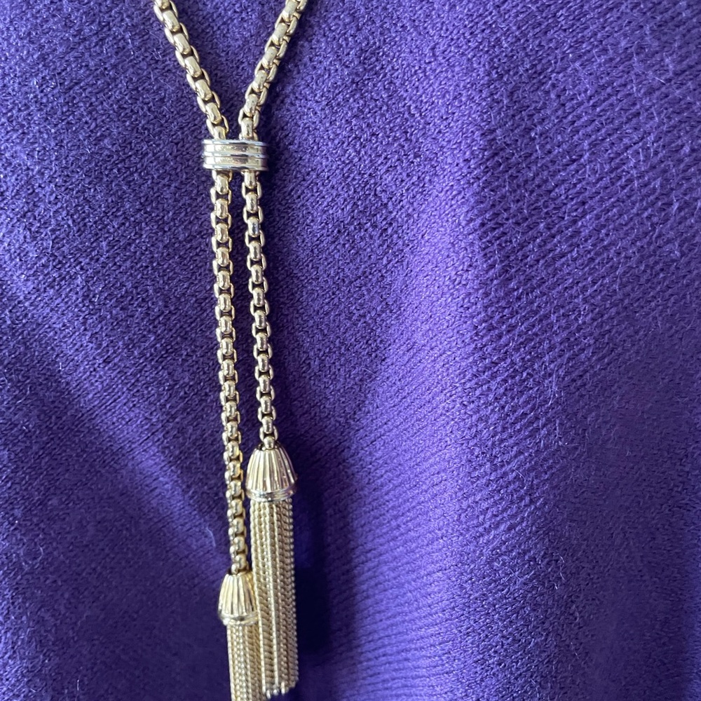 Elegant J Crew Gold Chain Tassel Necklace